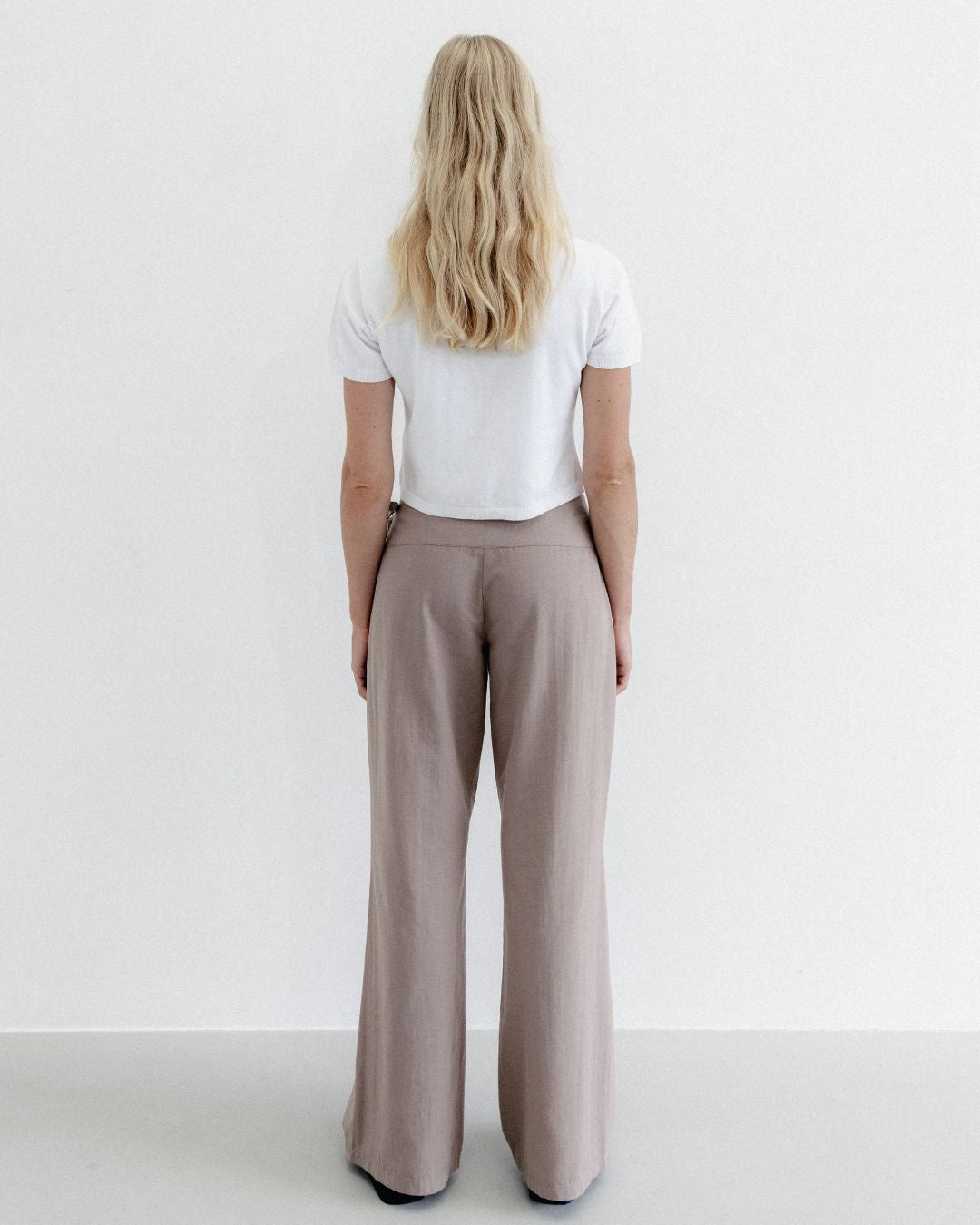 Cotton Side Tie Wide Leg Pant Taupe