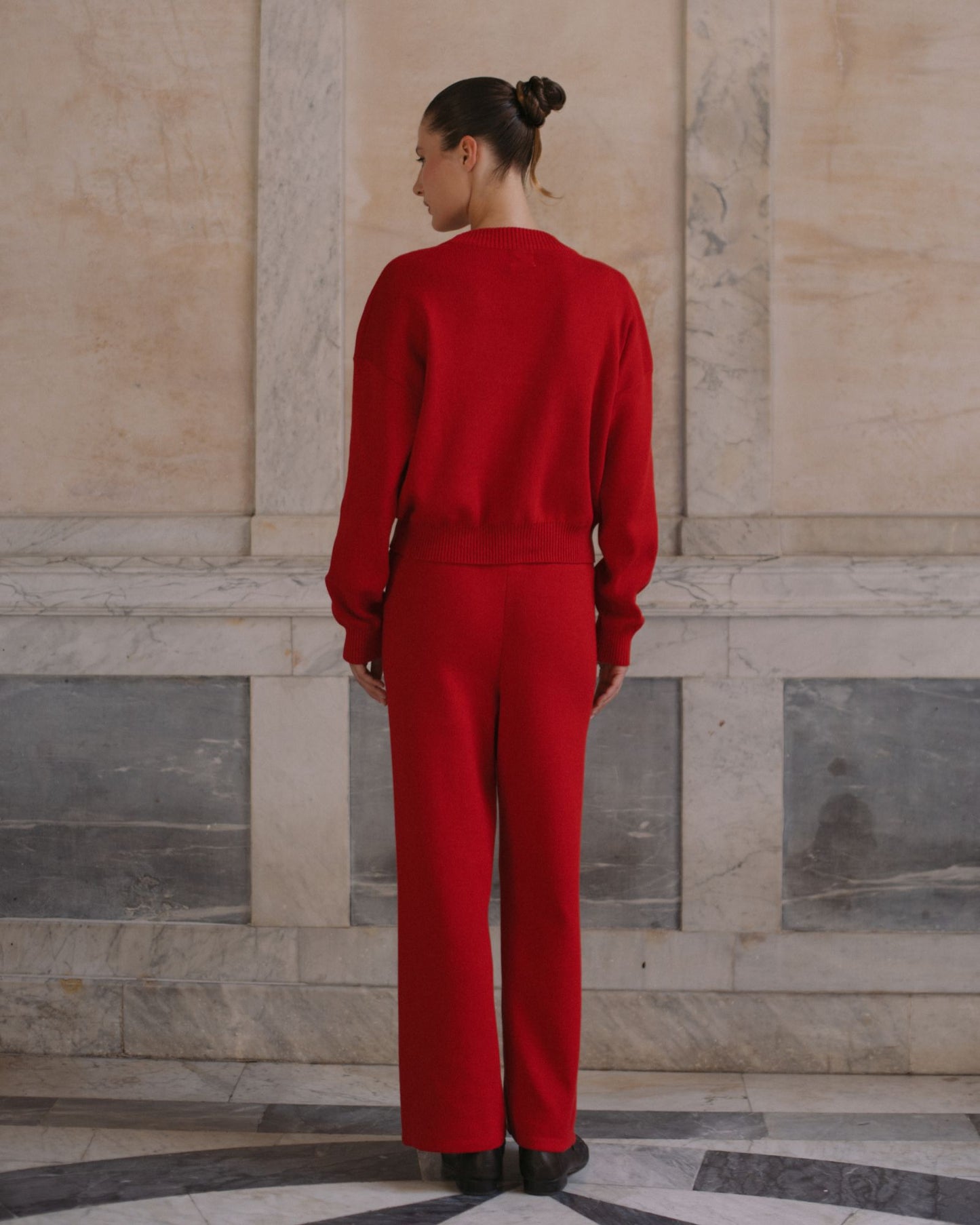 Mid Rise Knit Pant Red