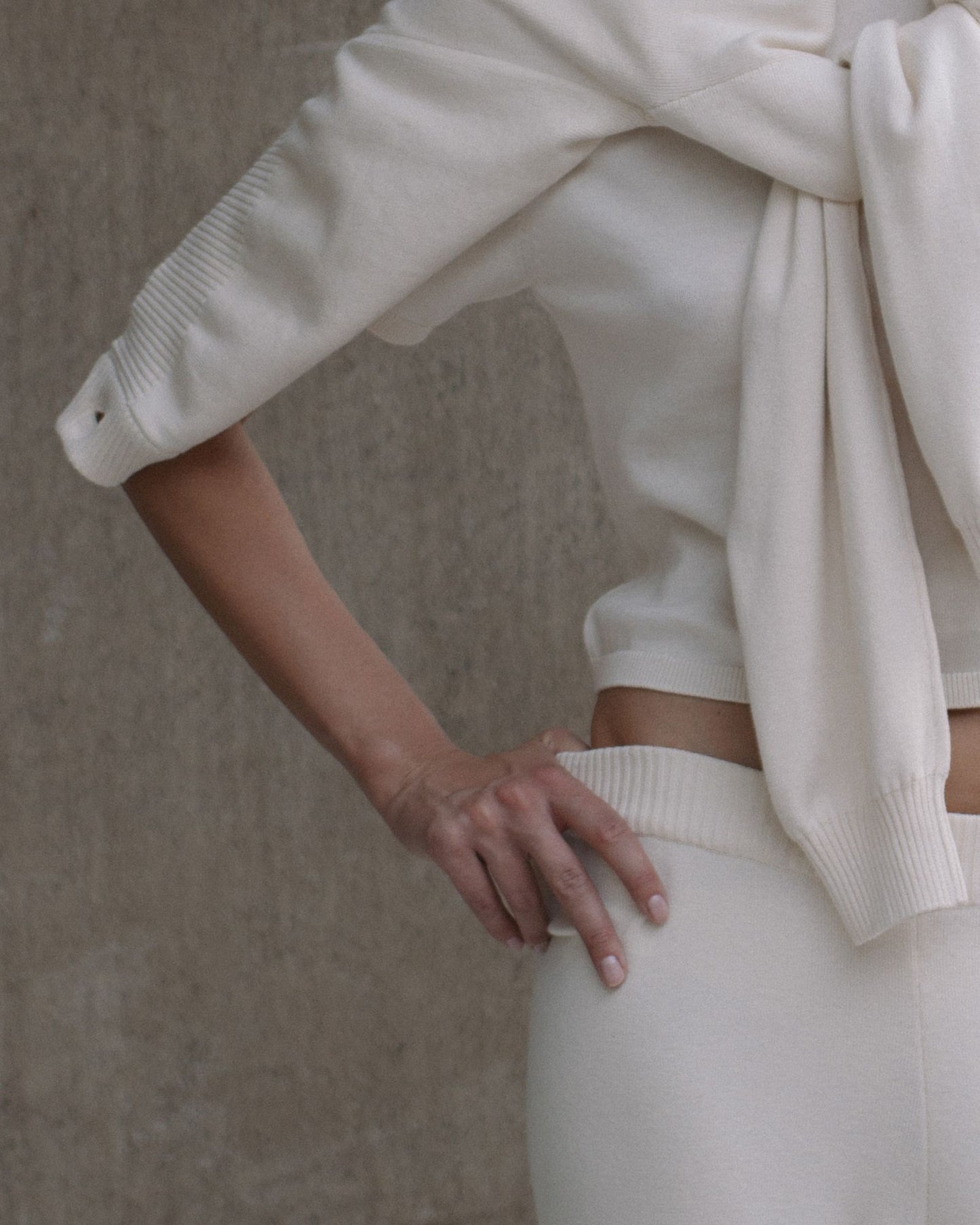 Mid Rise Knit Pant Ecru