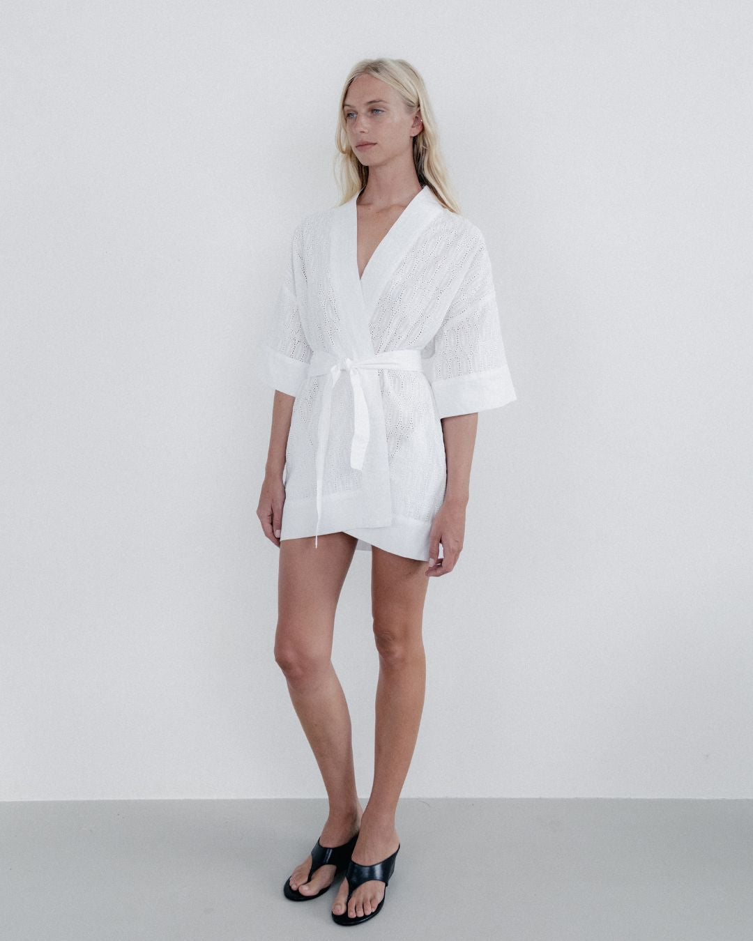Broderie Kimono Robe Dress