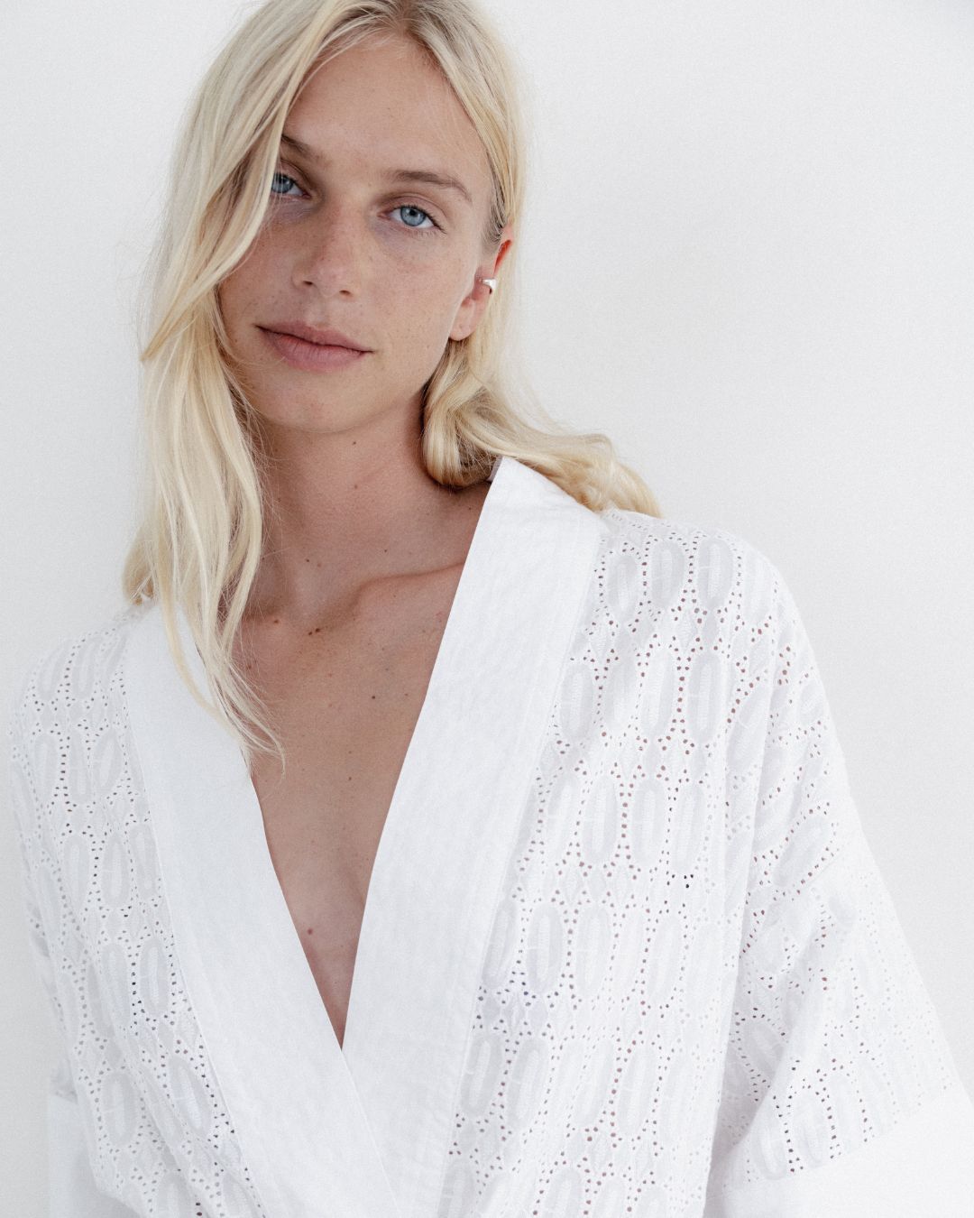 Broderie Kimono Robe Dress