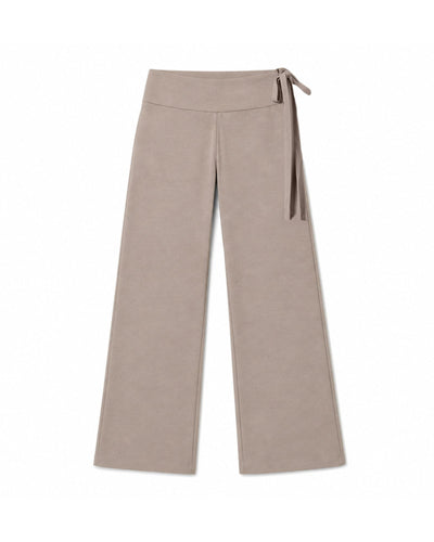 Cotton Side Tie Wide Leg Pant Taupe