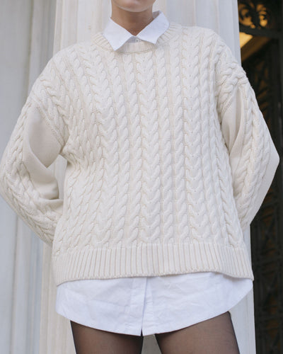 Cable Knit Sweater Ecru