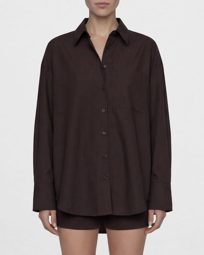 Cotton Poplin Long Sleeve Shirt Chocolate
