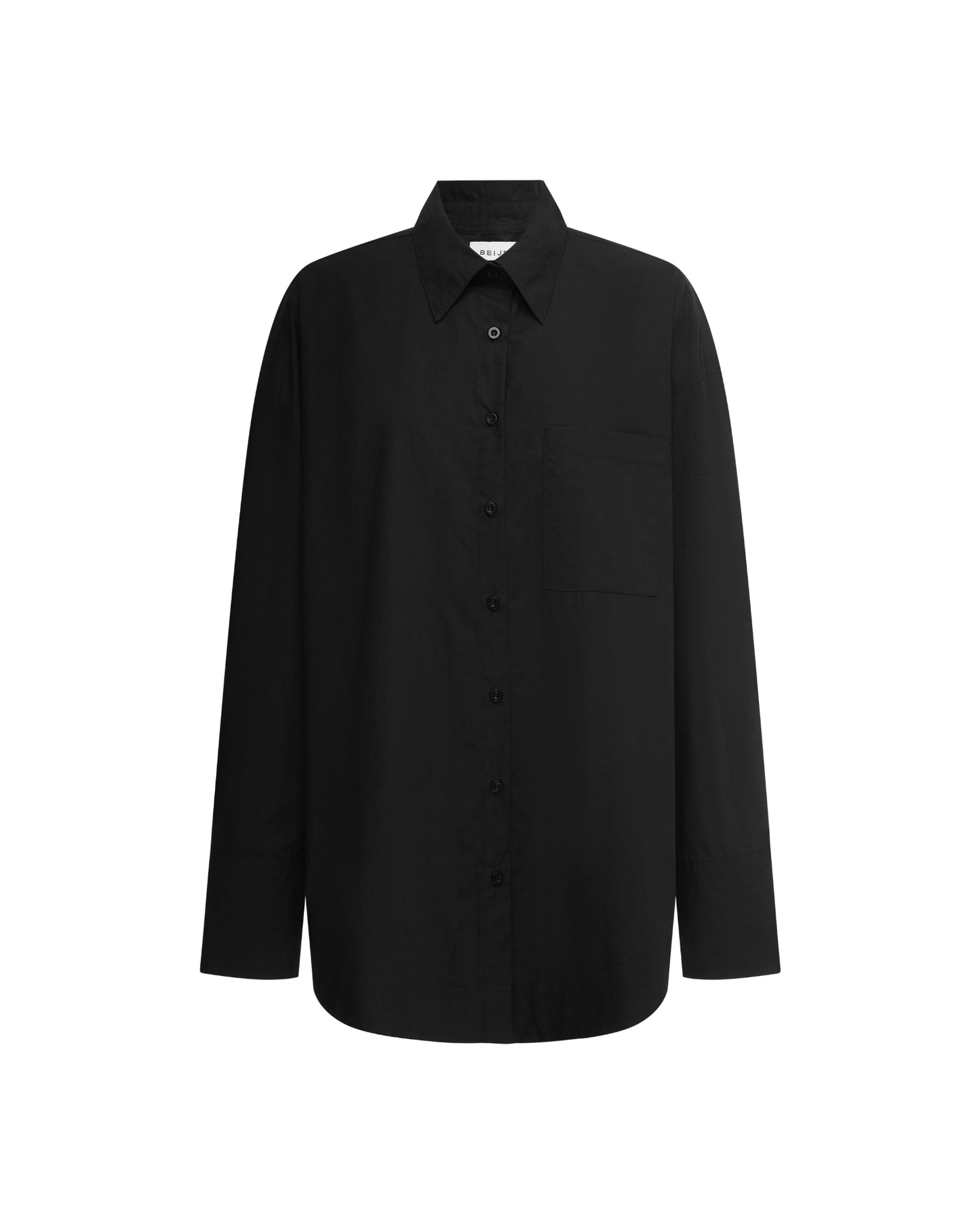 Cotton Poplin Long Sleeve Shirt Black