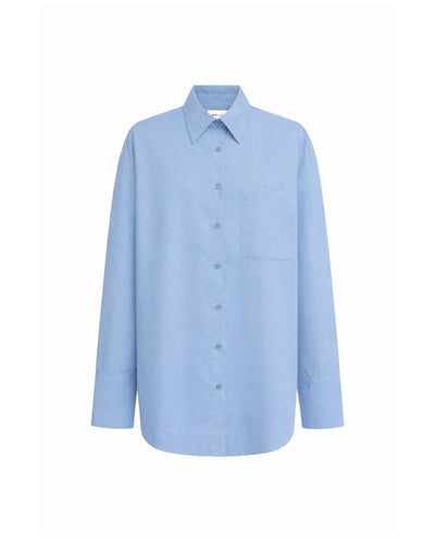 Cotton Poplin Long Sleeve Shirt Blue