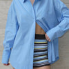 Cotton Poplin Long Sleeve Shirt Blue