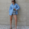 Cotton Poplin Long Sleeve Shirt Blue