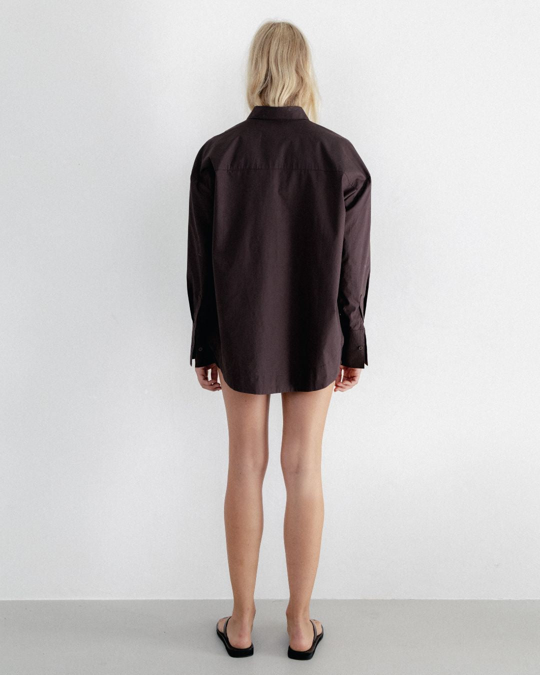 Cotton Poplin Long Sleeve Shirt Chocolate