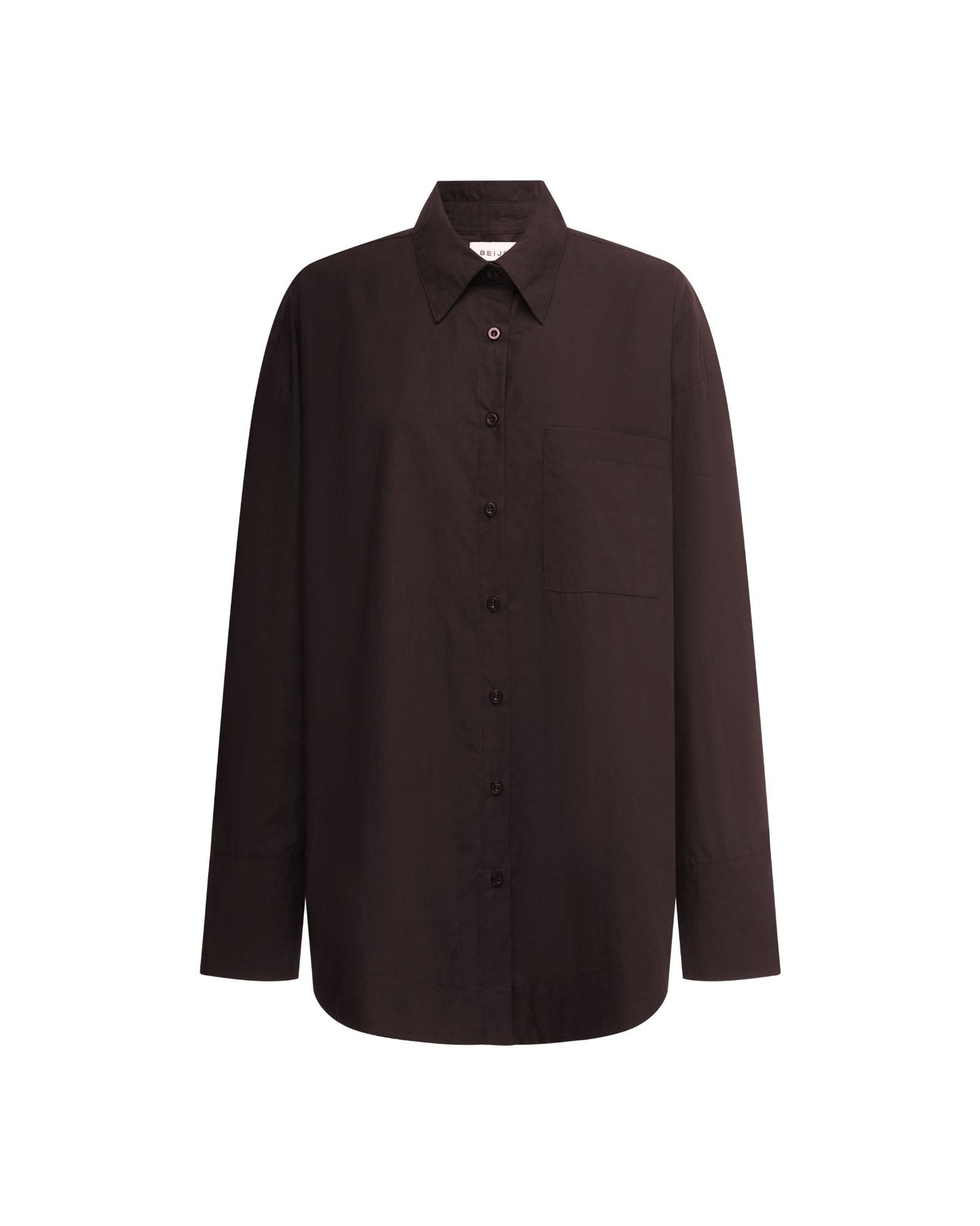Cotton Poplin Long Sleeve Shirt Chocolate