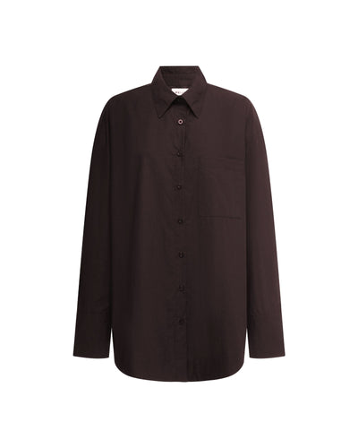 Cotton Poplin Long Sleeve Shirt Chocolate