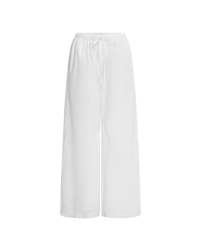 Cotton Poplin Wide Leg Pant White