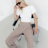Cotton Side Tie Wide Leg Pant Taupe