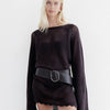Crochet Knit Long Sleeve Mini Dress Chocolate