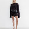 Crochet Knit Long Sleeve Mini Dress Chocolate