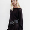 Crochet Knit Long Sleeve Mini Dress Chocolate