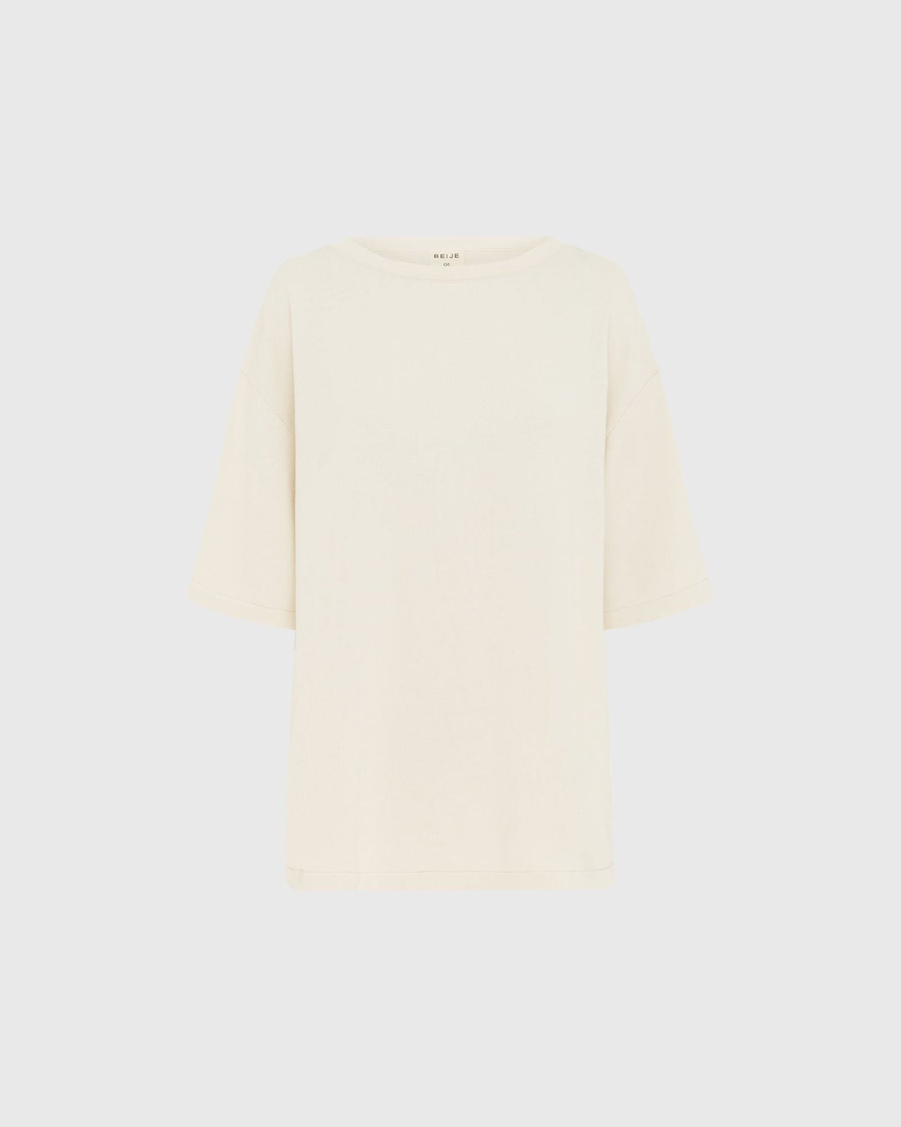Men Ecru Beige Premium Loose-Knit T-Shirt