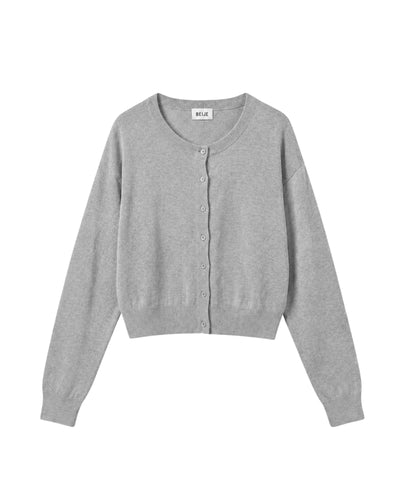 Knit Button Up Cardigan Grey Marle