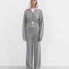 Knit Button Up Cardigan Grey Marle
