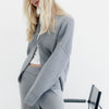 Knit Double Zip Cardigan Grey Marle