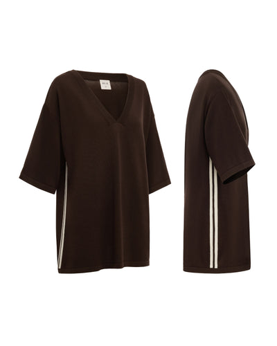 Limited Edition Knit Stripe Sport Jersey Tee Chocolate