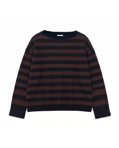 Knit Sweater Chocolate Black Stripe