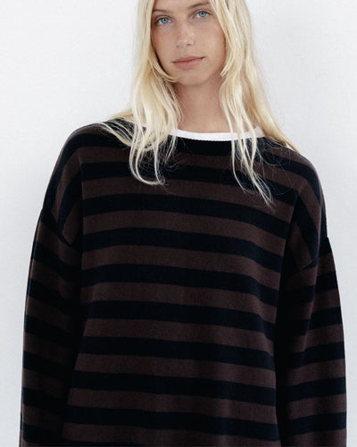 Knit Sweater Chocolate Black Stripe