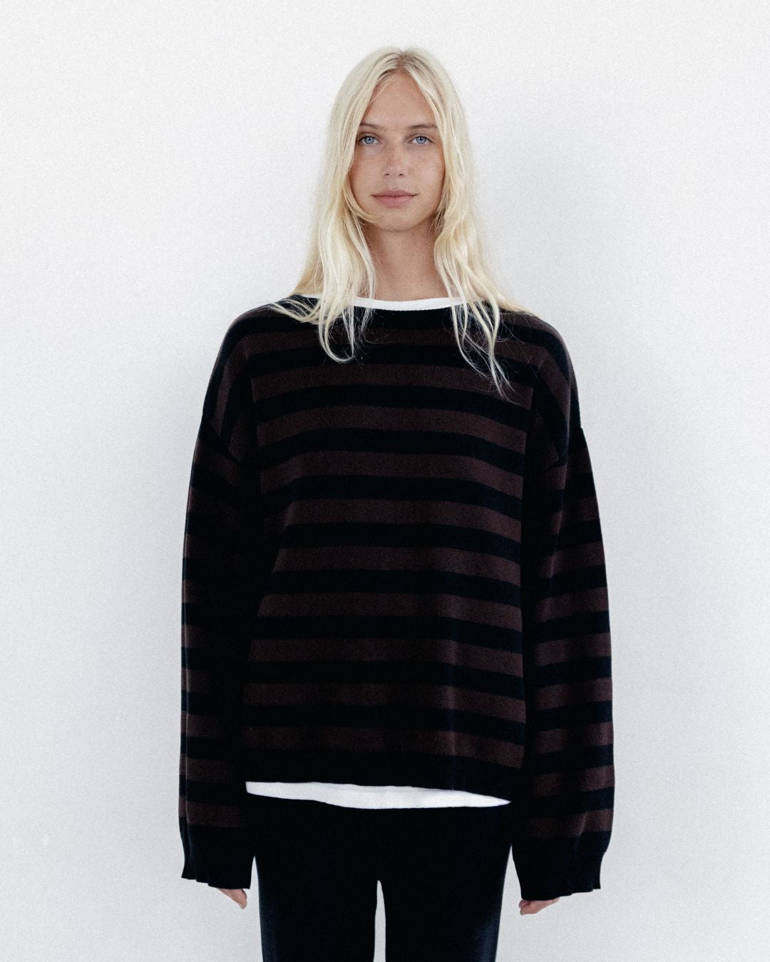 Knit Sweater Chocolate Black Stripe