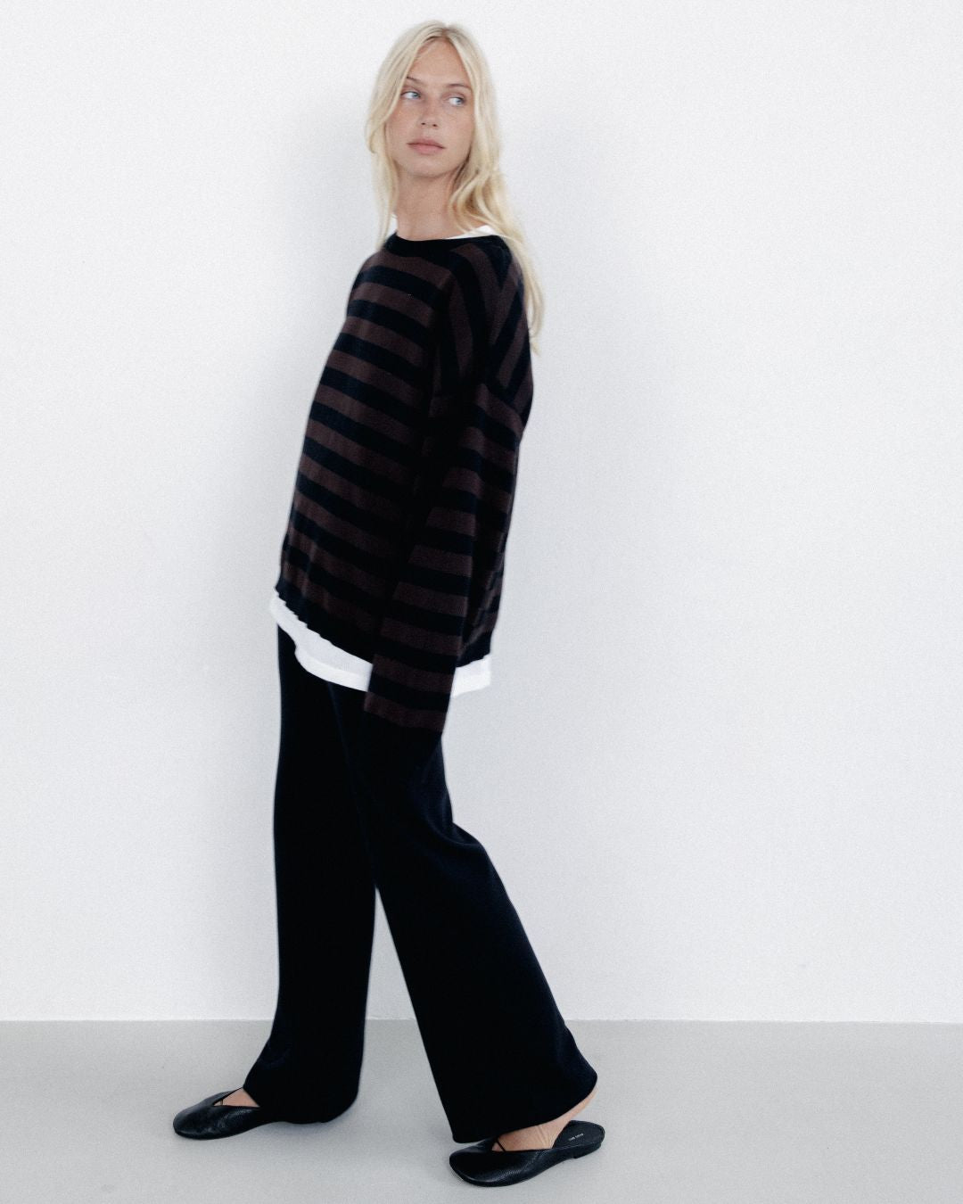 Knit Sweater Chocolate Black Stripe
