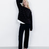 Knit Sweater Chocolate Black Stripe