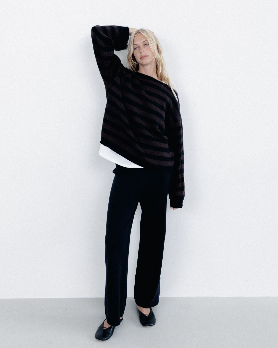 Knit Sweater Chocolate Black Stripe