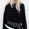 Knit Sweater Chocolate Black Stripe