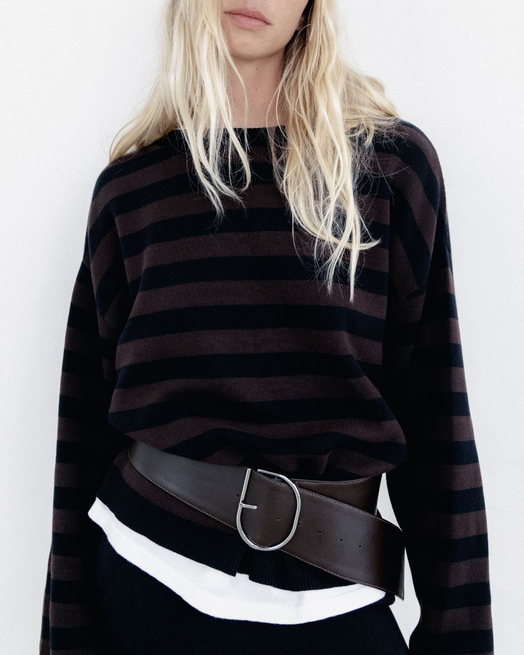 Knit Sweater Chocolate Black Stripe