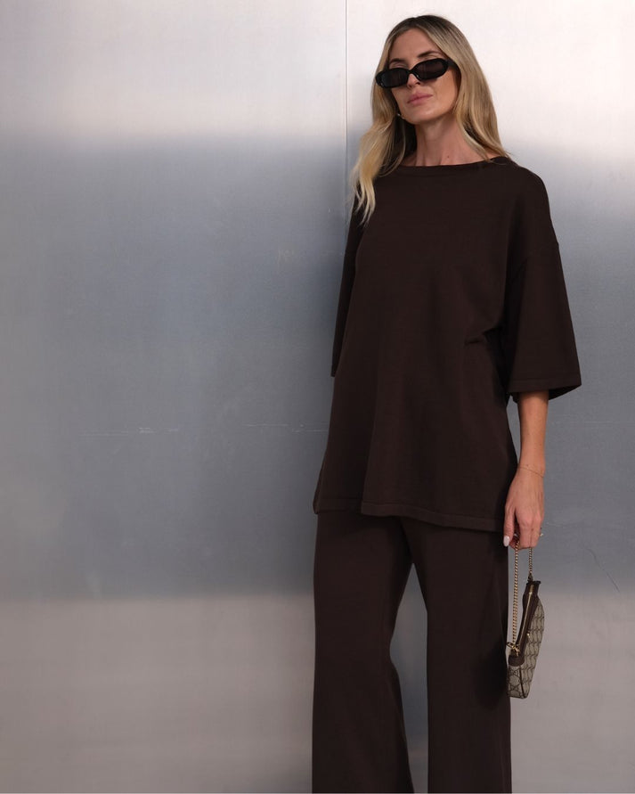 Wanting Problems Knit Top Chocolate