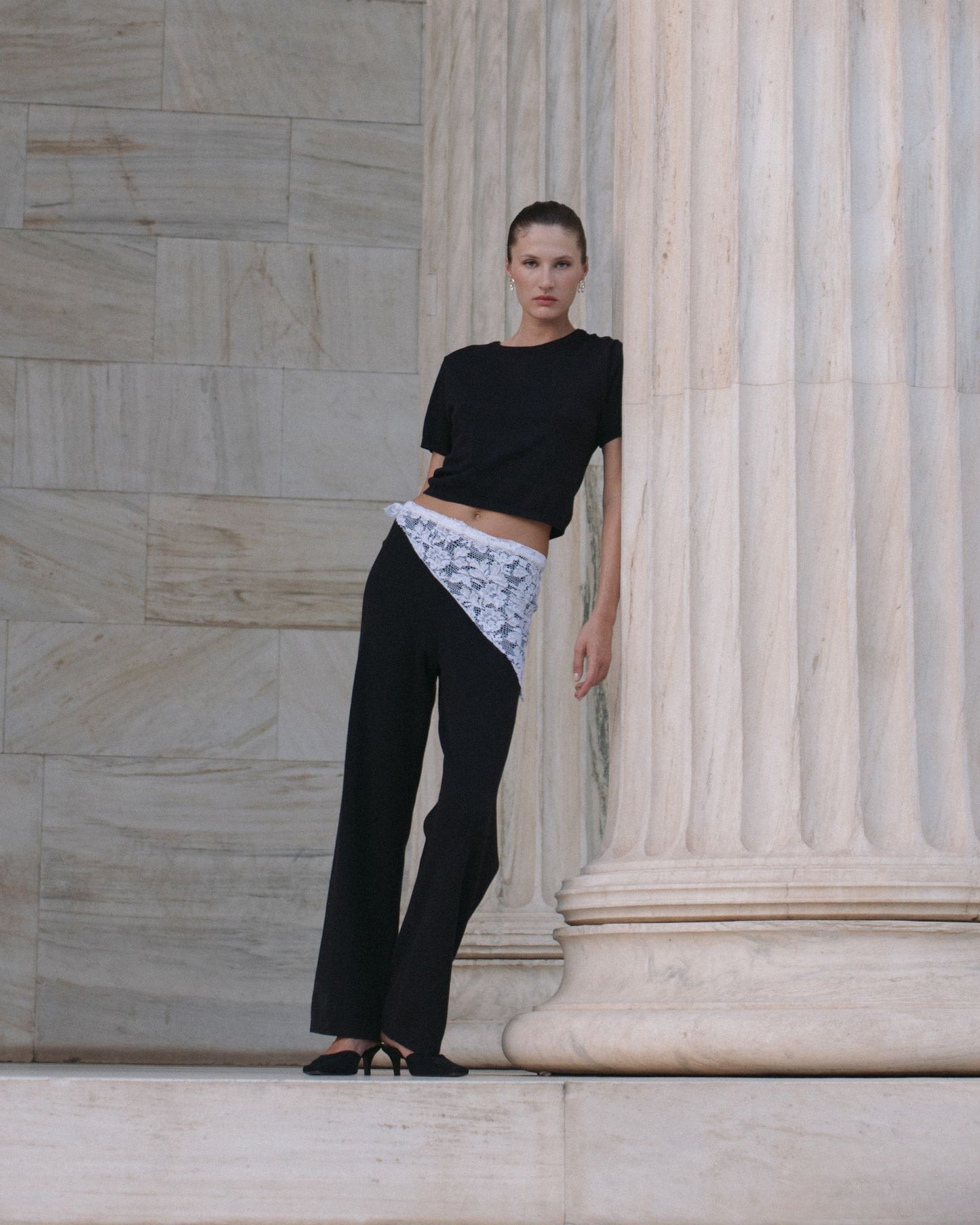 Mid Rise Knit Pant Black