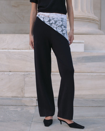 Mid Rise Knit Pant Black