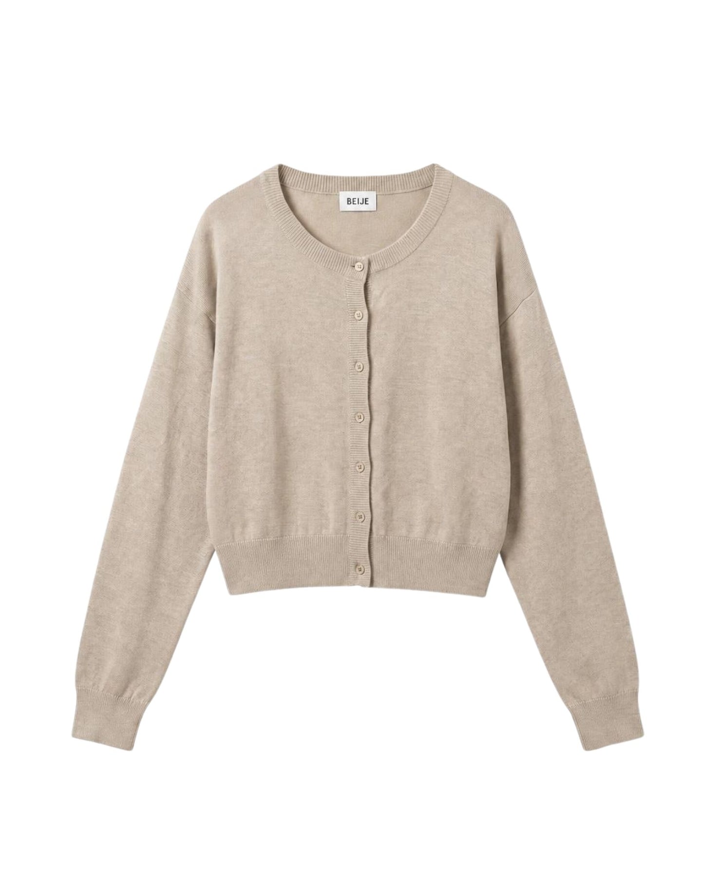 Knit Button Up Cardigan Oat Marle