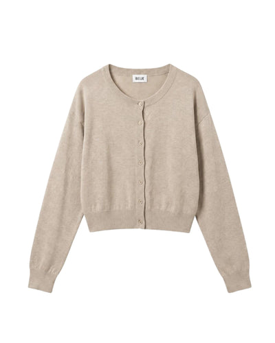 Knit Button Up Cardigan Oat Marle