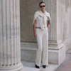 Mid Rise Knit Pant Ecru
