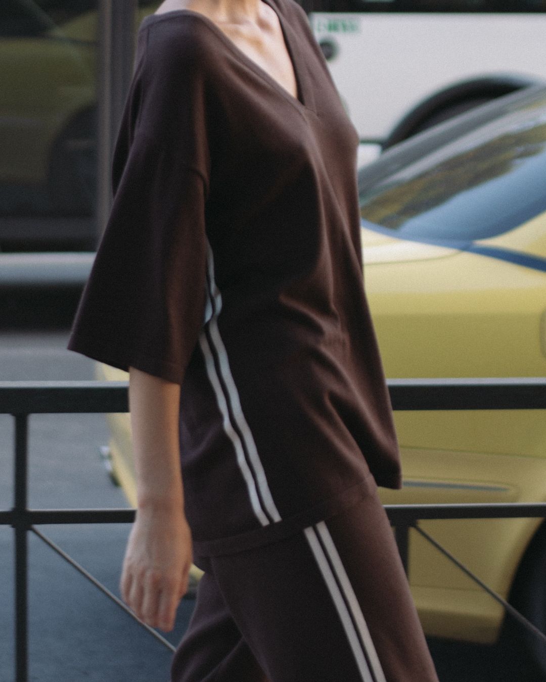 Limited Edition Knit Stripe Sport Jersey Tee Chocolate