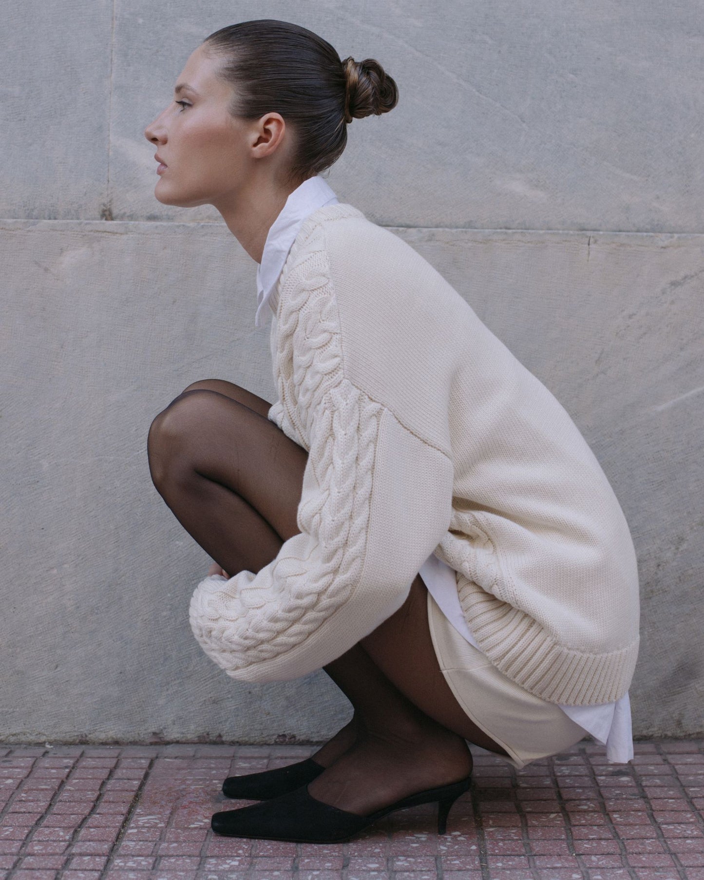 Cable Knit Sweater Ecru