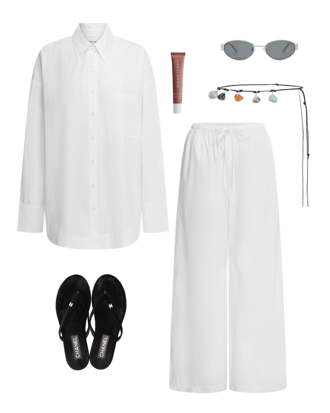 Cotton Poplin Wide Leg Pant White